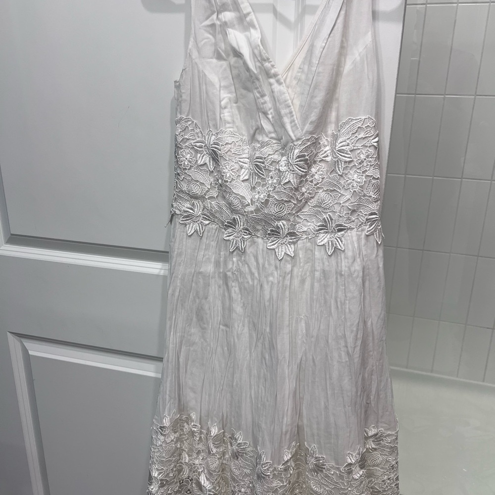 Elegant Midi White Lace Dress